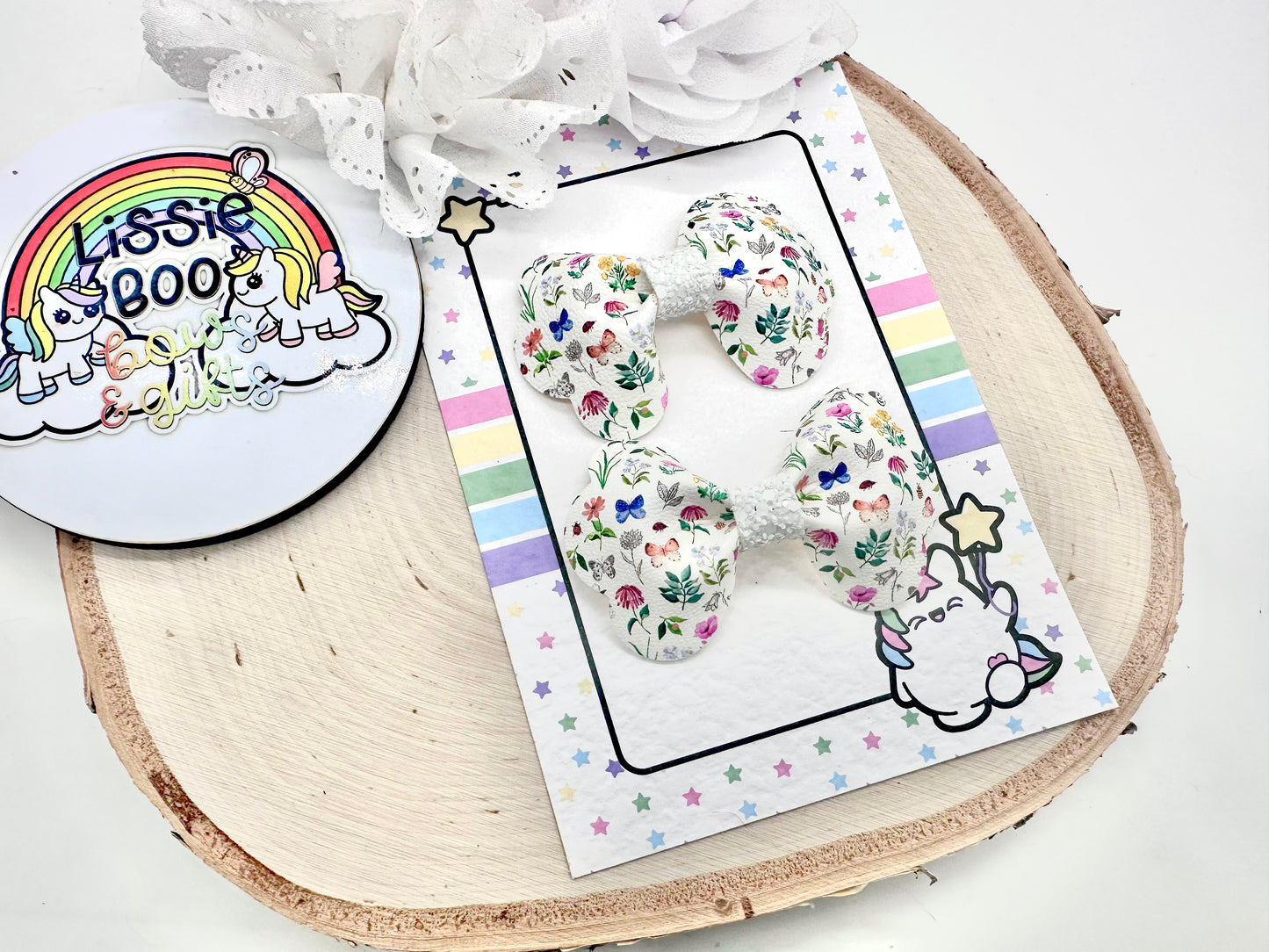 3” floral pinch piggytail set
