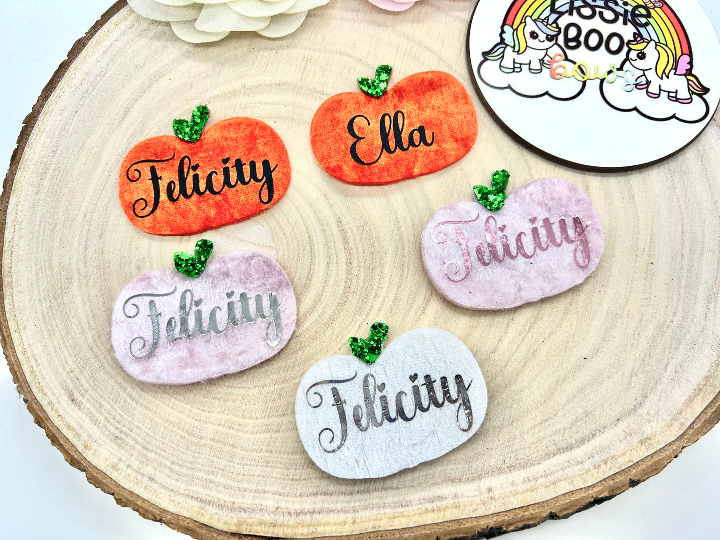 Personalised pumpkin hair clip