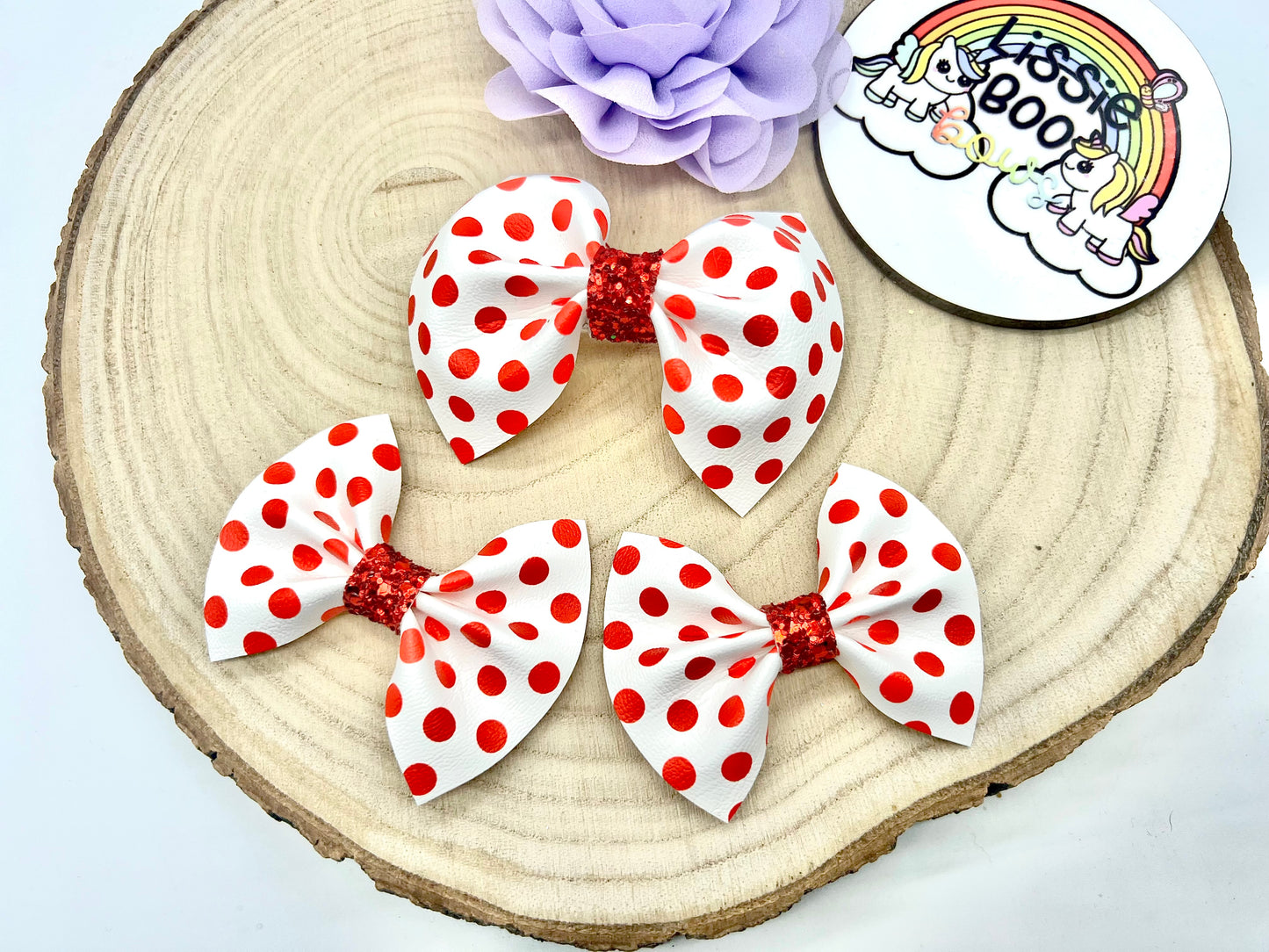Red polka dot dotty pinch hair accessories - sold individually