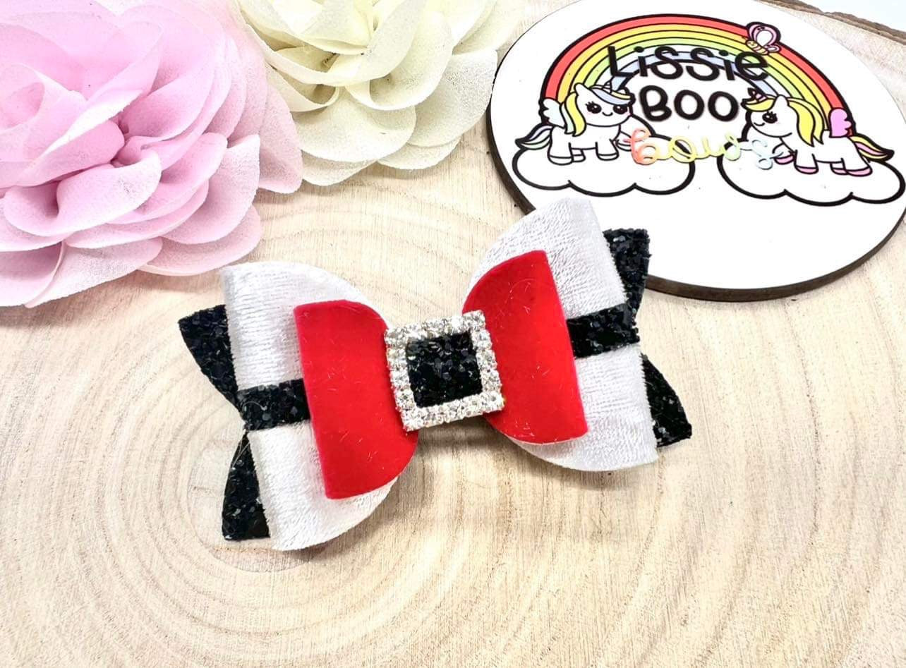 Santa velvet and suede hair bow