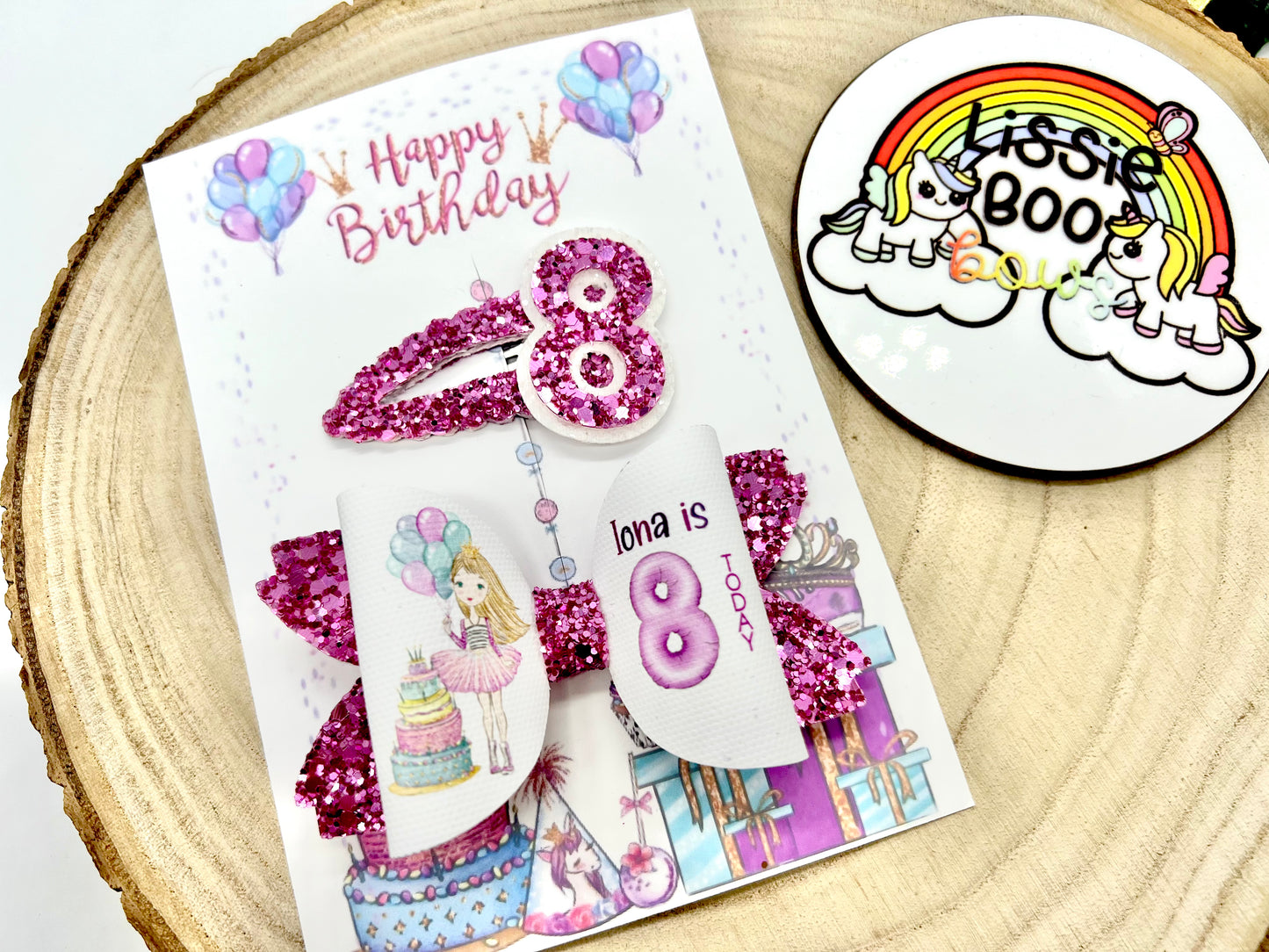 Personalised Happy birthday bow and hair clip