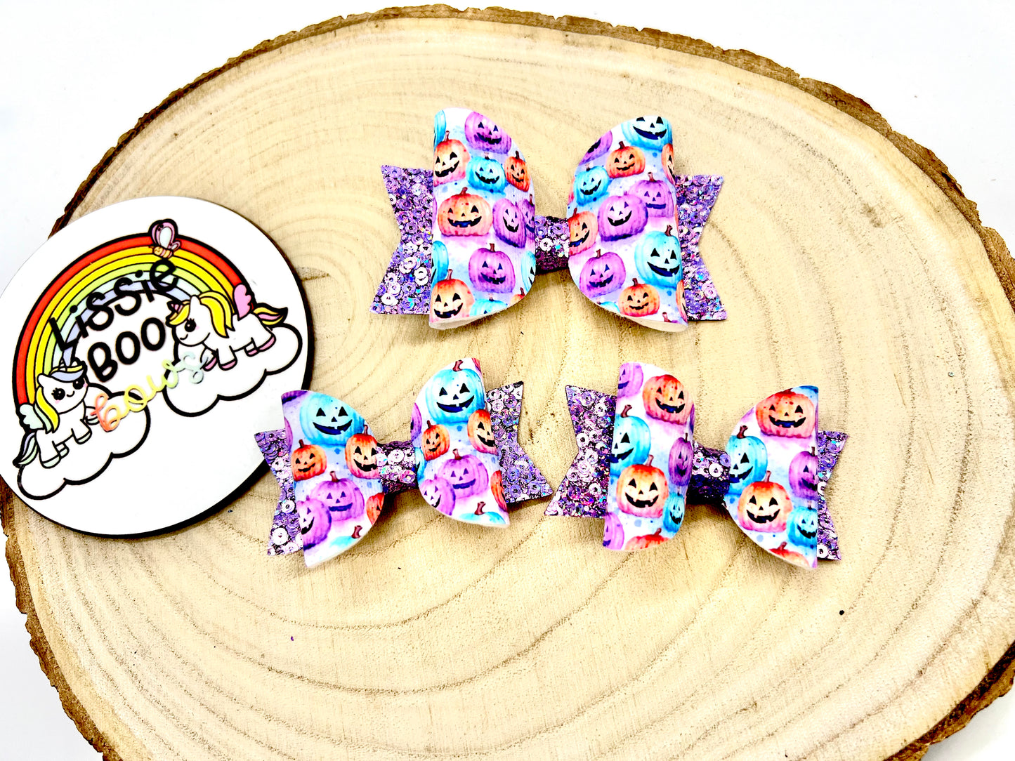 Colourful pumpkin hair bows (sold individually)