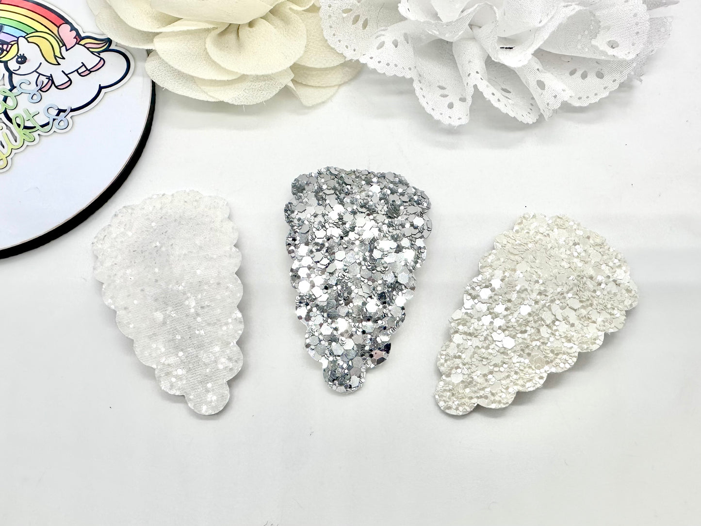 Set of three glitter hair clips