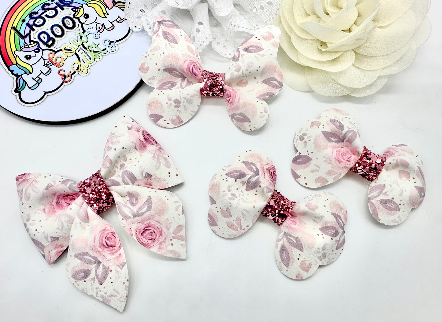 Peach floral faux suede hair accessories - sold individually