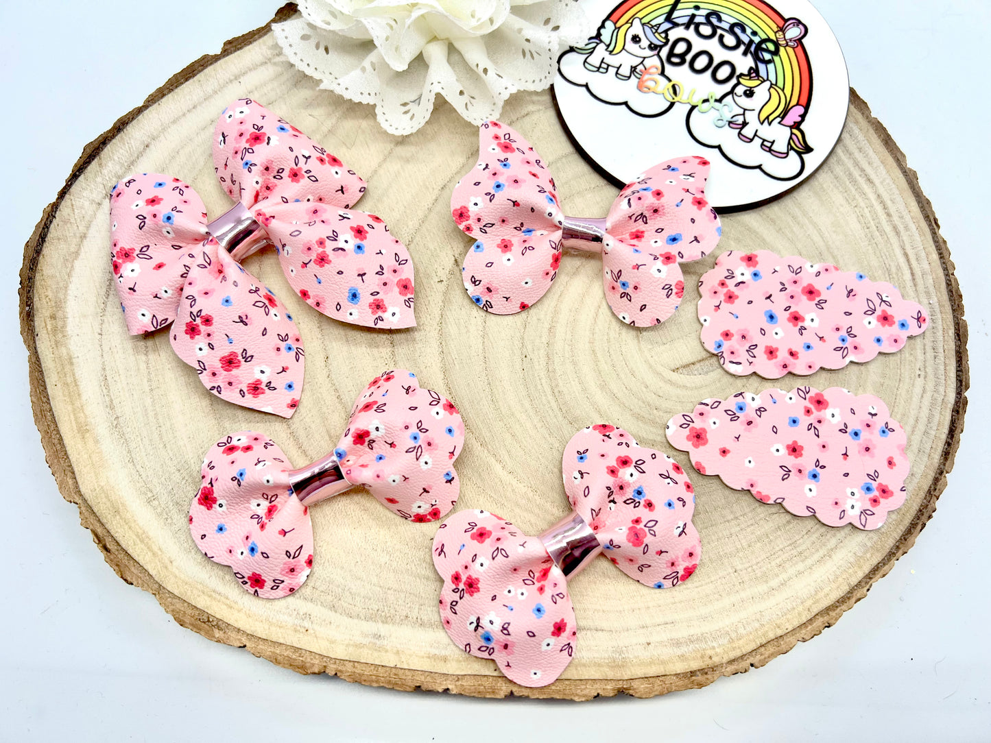 Pink ditsy floral hair accessories - sold individually