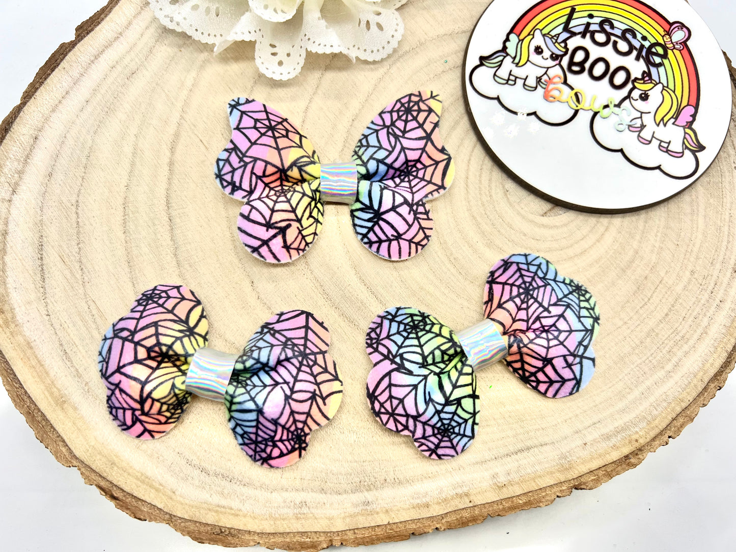 Rainbow spider velvet hair accessories - Wednesday inspired - sold individually