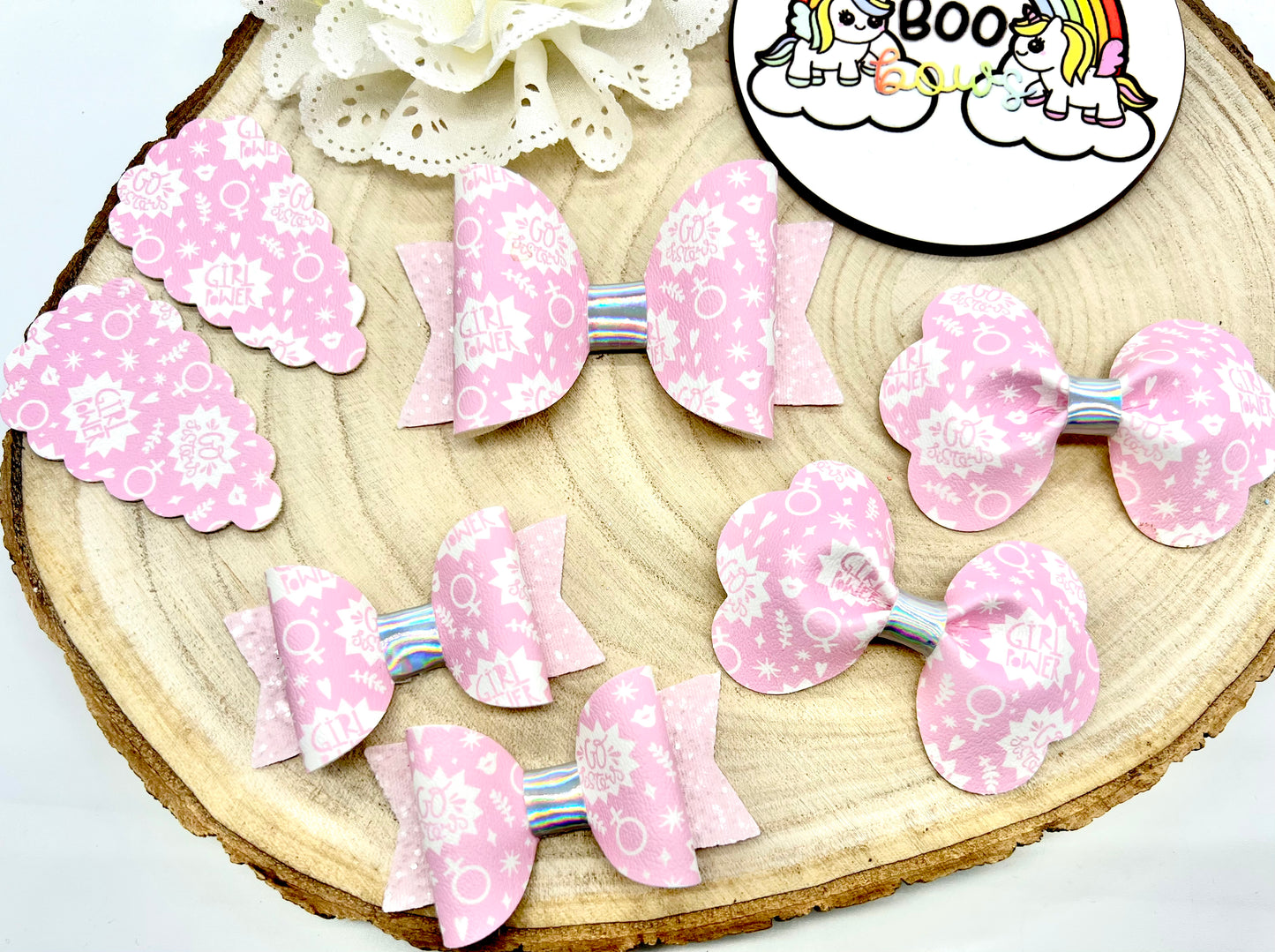 Pink girl power hair accessories - sold individually
