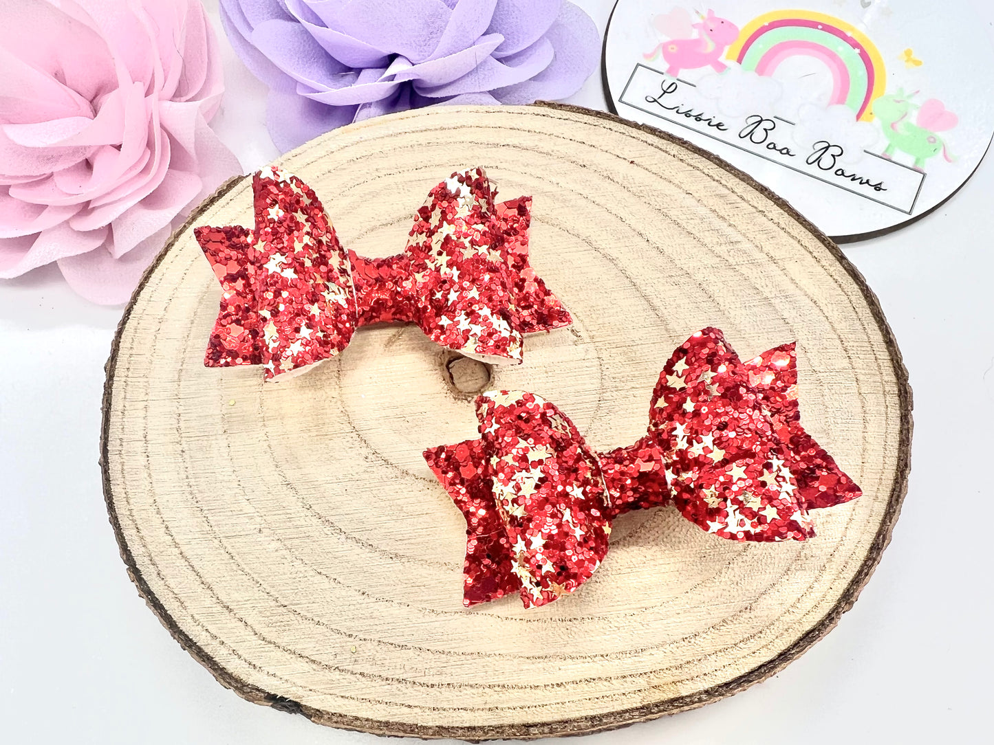 Christmas stars piggytail bows