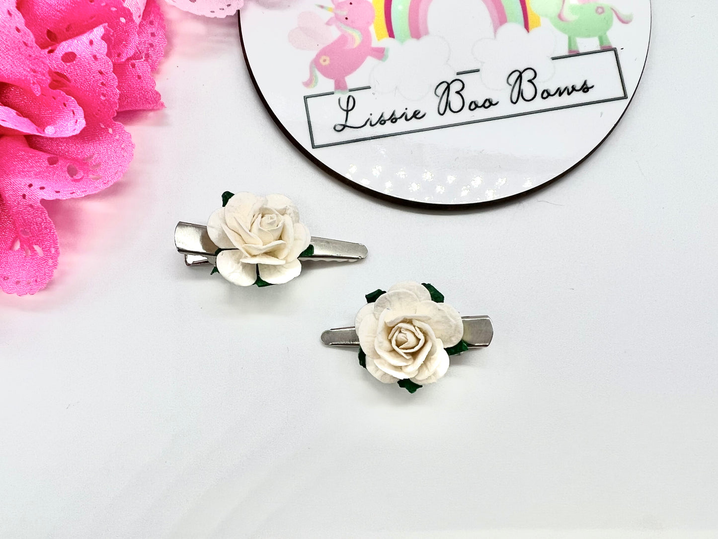 Set of two rose hair clip - any colours available