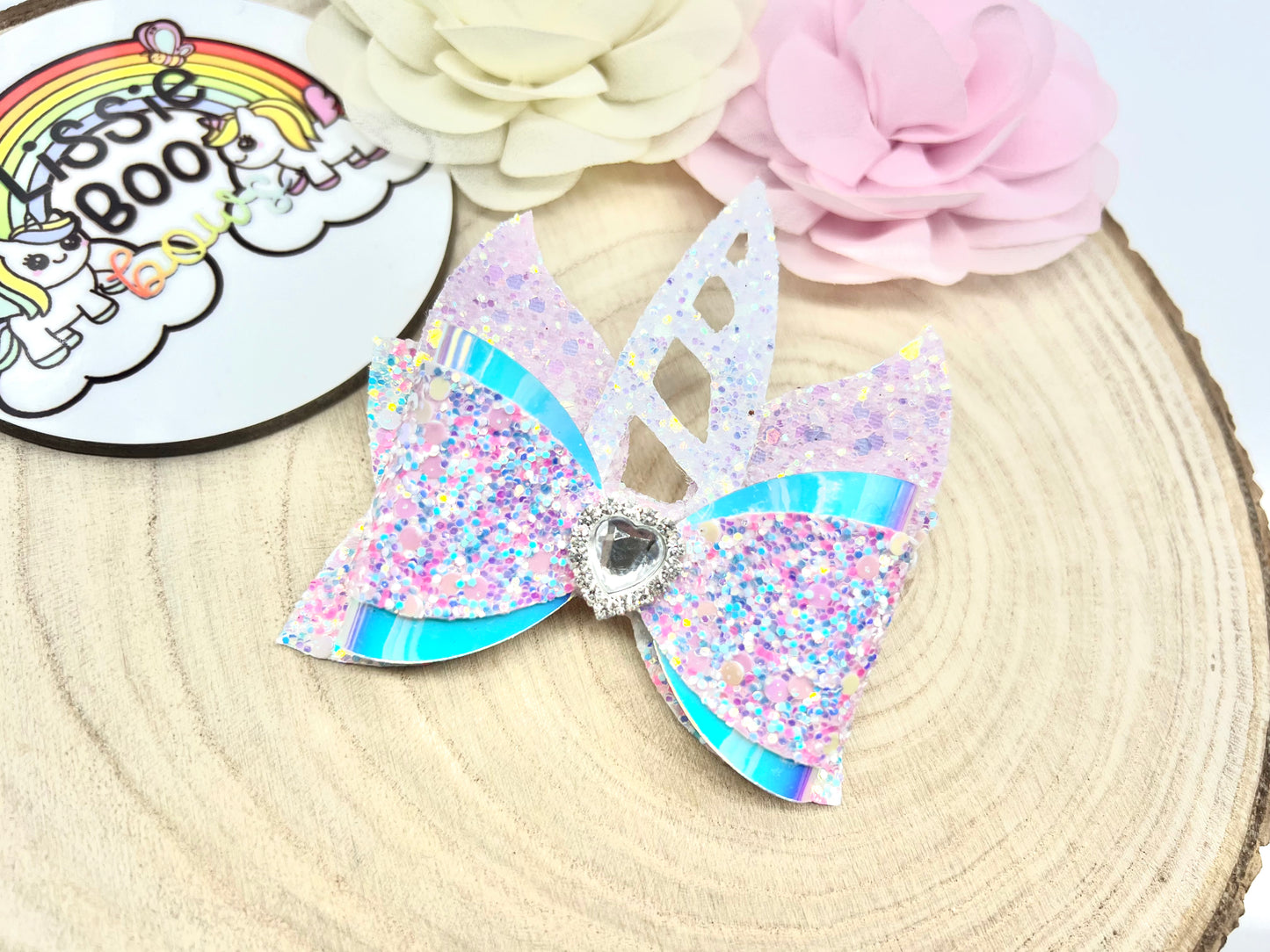 Stunning unicorn hair bow 3.5”