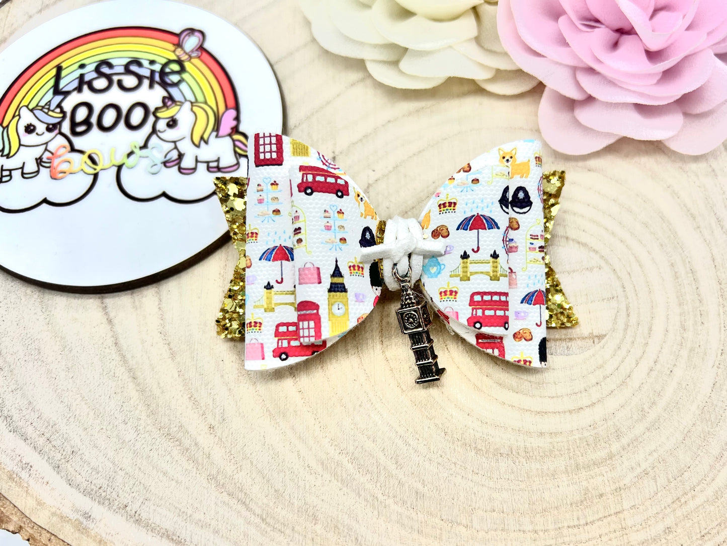 London Big Ben hair bow 3.5”
