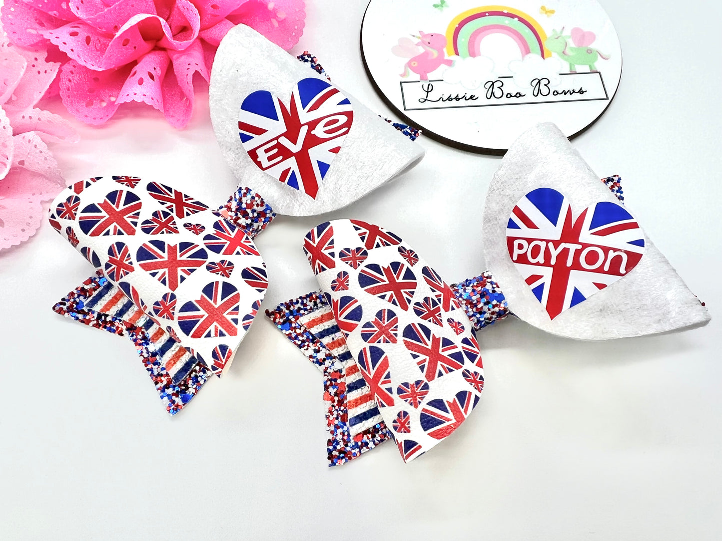 4” Personalised Union Jack hair bow
