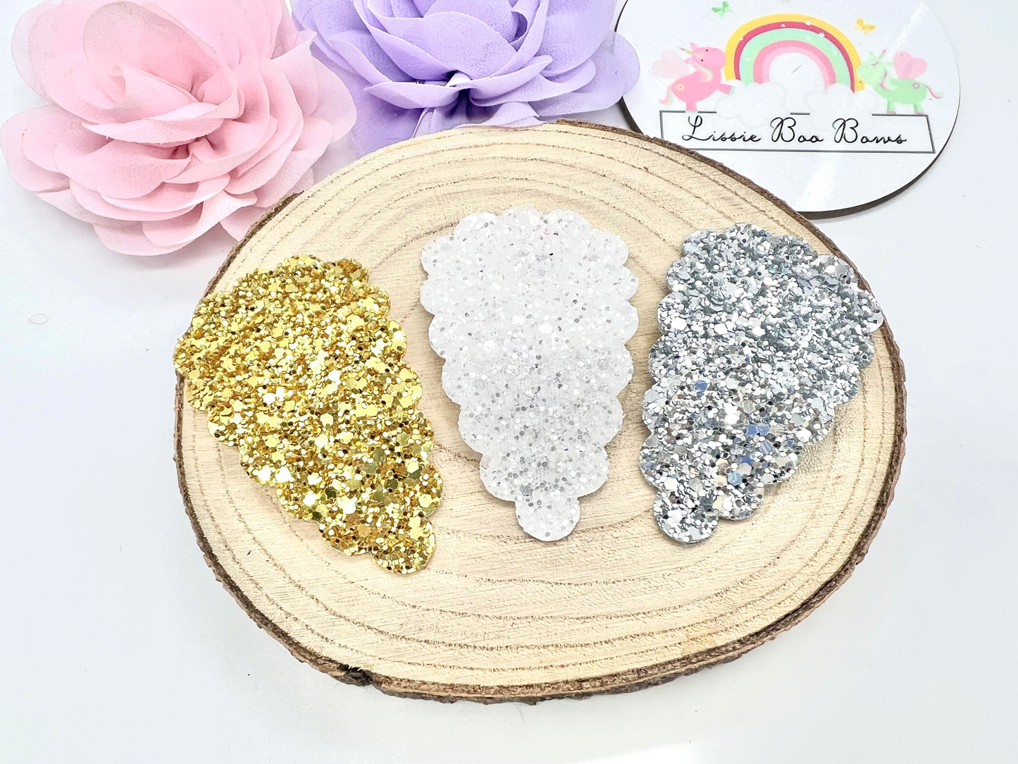 Set of three glitter hair clips