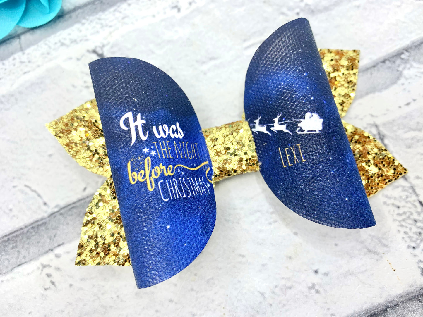 It was the night before Christmas personalised hair bow