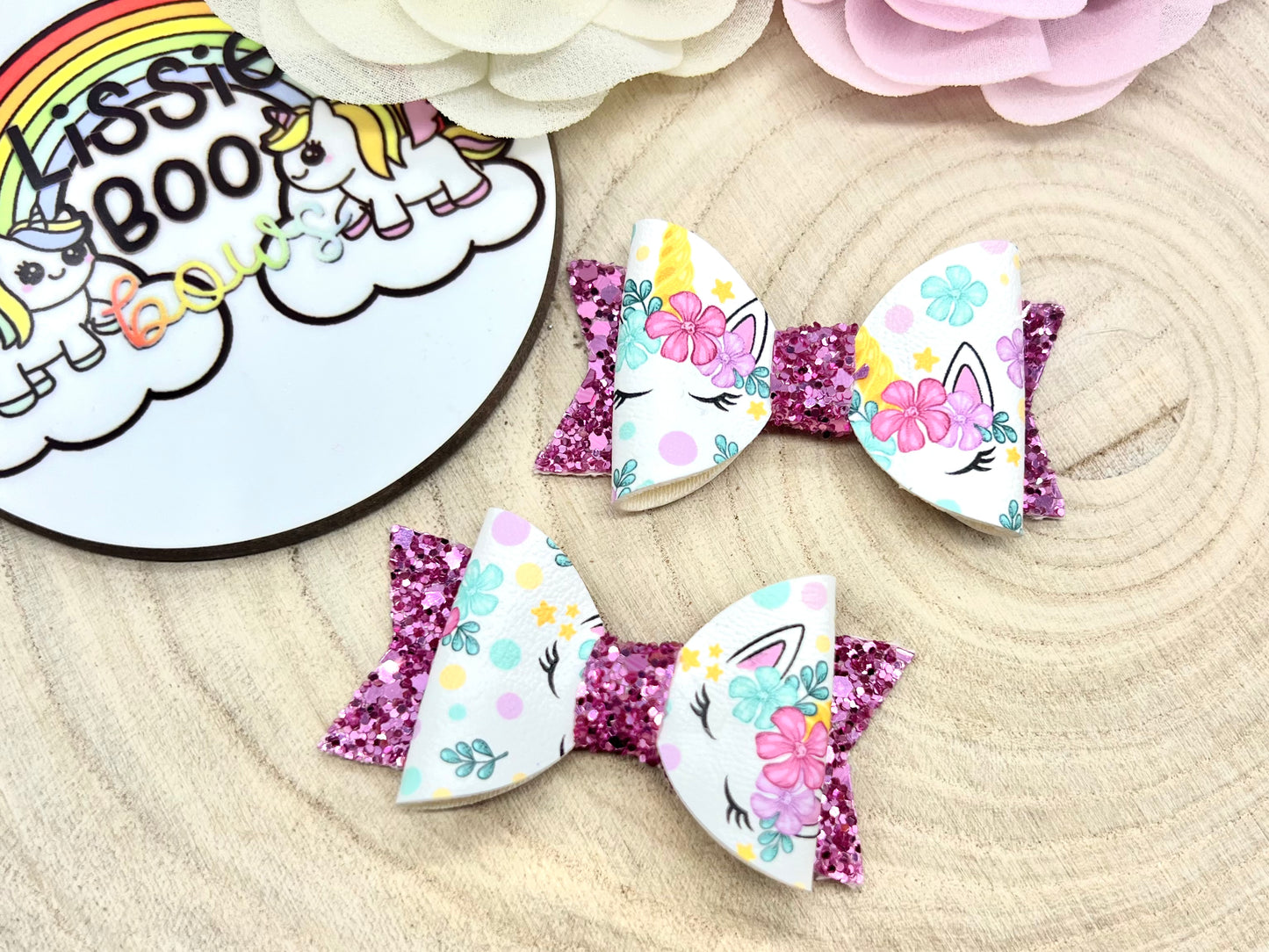 2.5” Unicorn piggytail hair bows