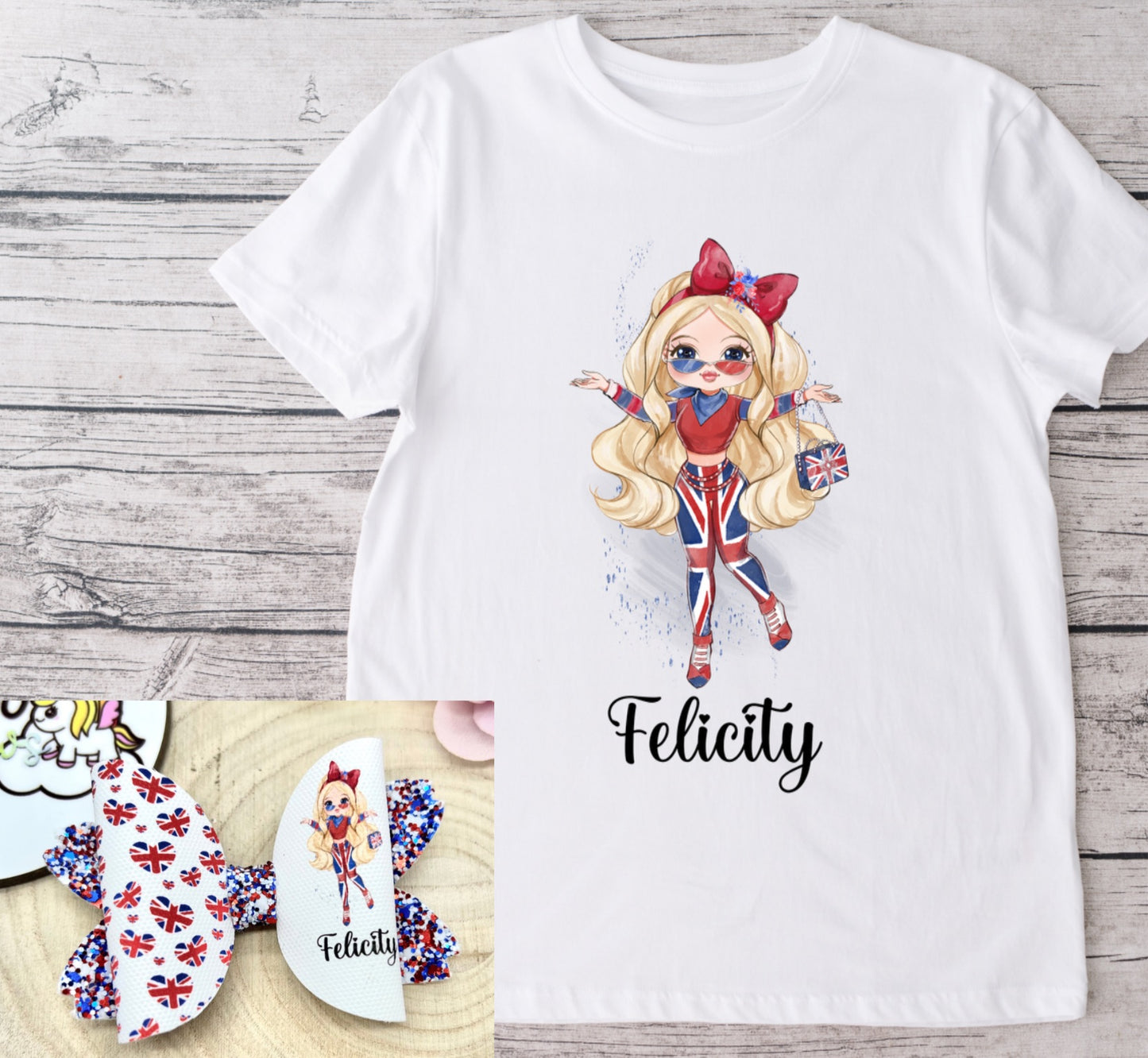 Union Jack girl T-shirt and hair bow