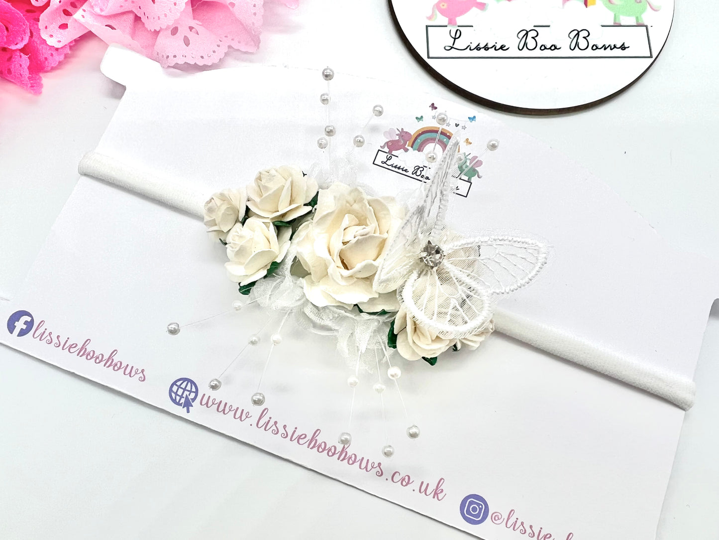 Floral hair accessory - available as clip, baby band or Alice band - all colours available