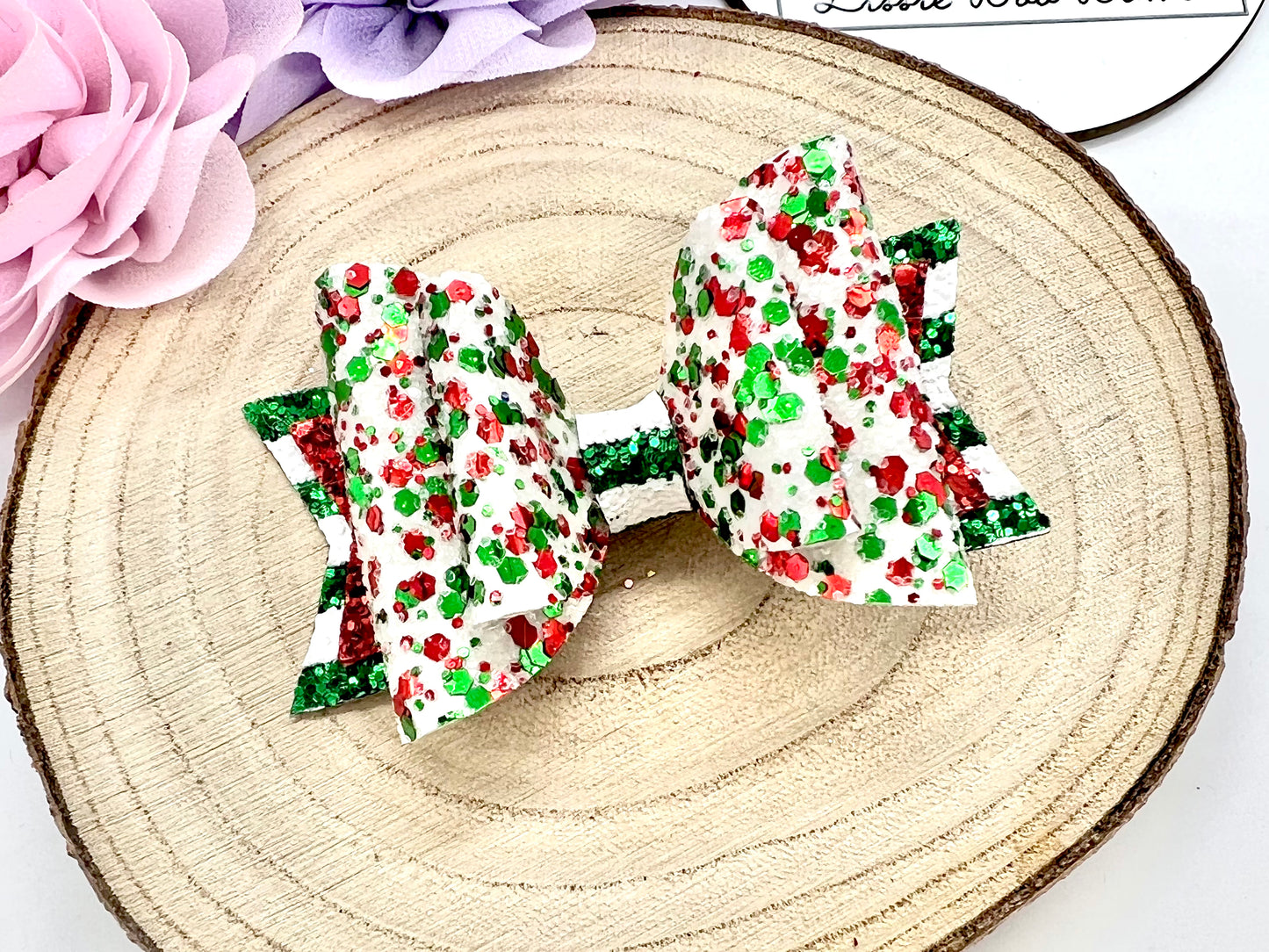 3.5” Christmas glitter hair bow