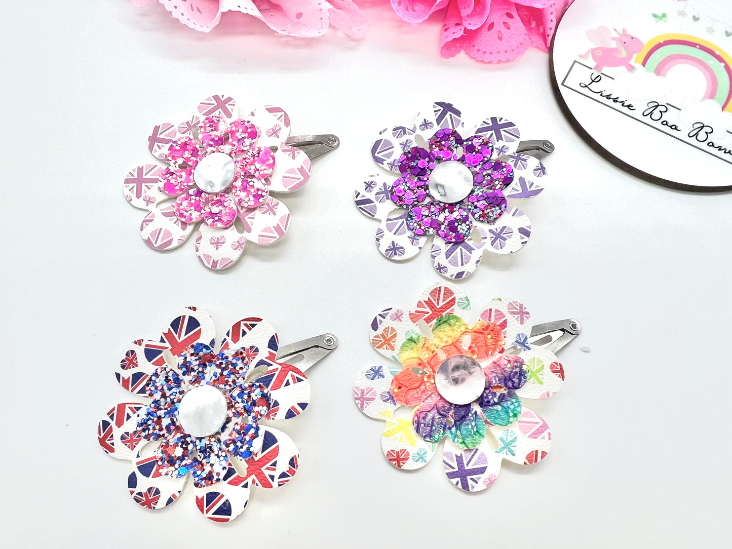 Union Jack flower hair clip