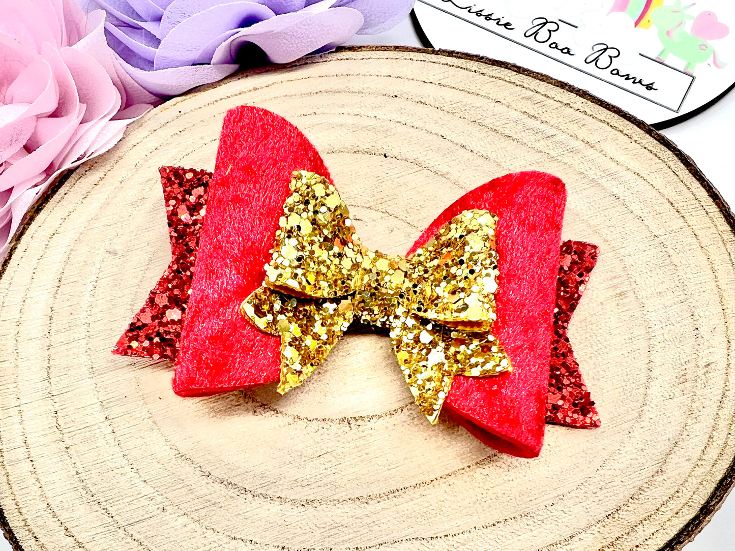 Christmas velvet hair bow 3.5”