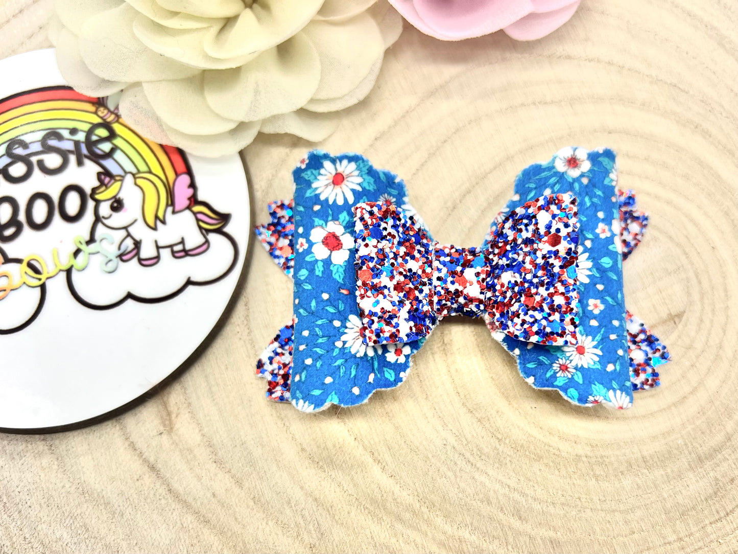 Royal floral Rhaya hair bow 3.5”