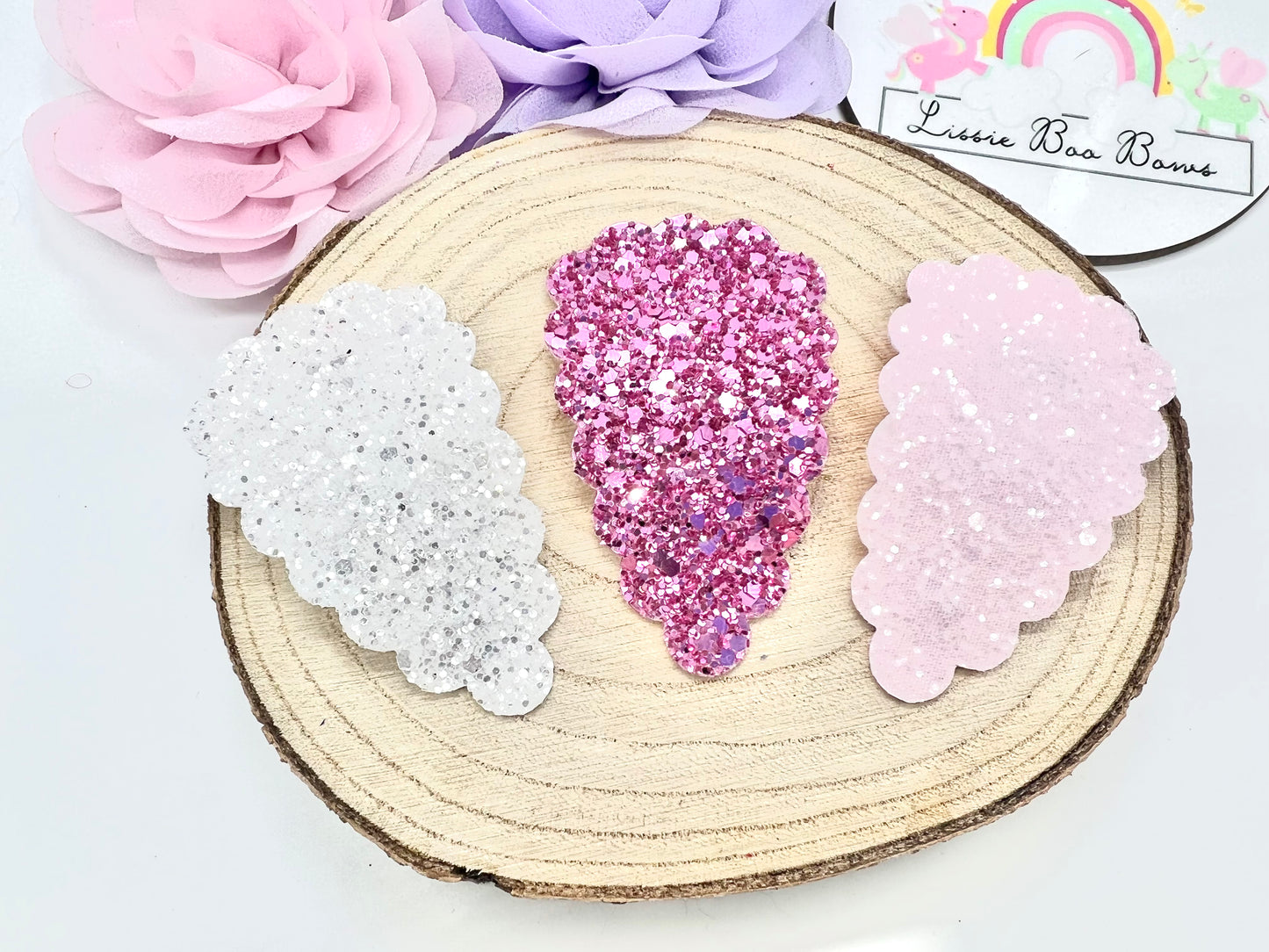 Set of three glitter hair clips