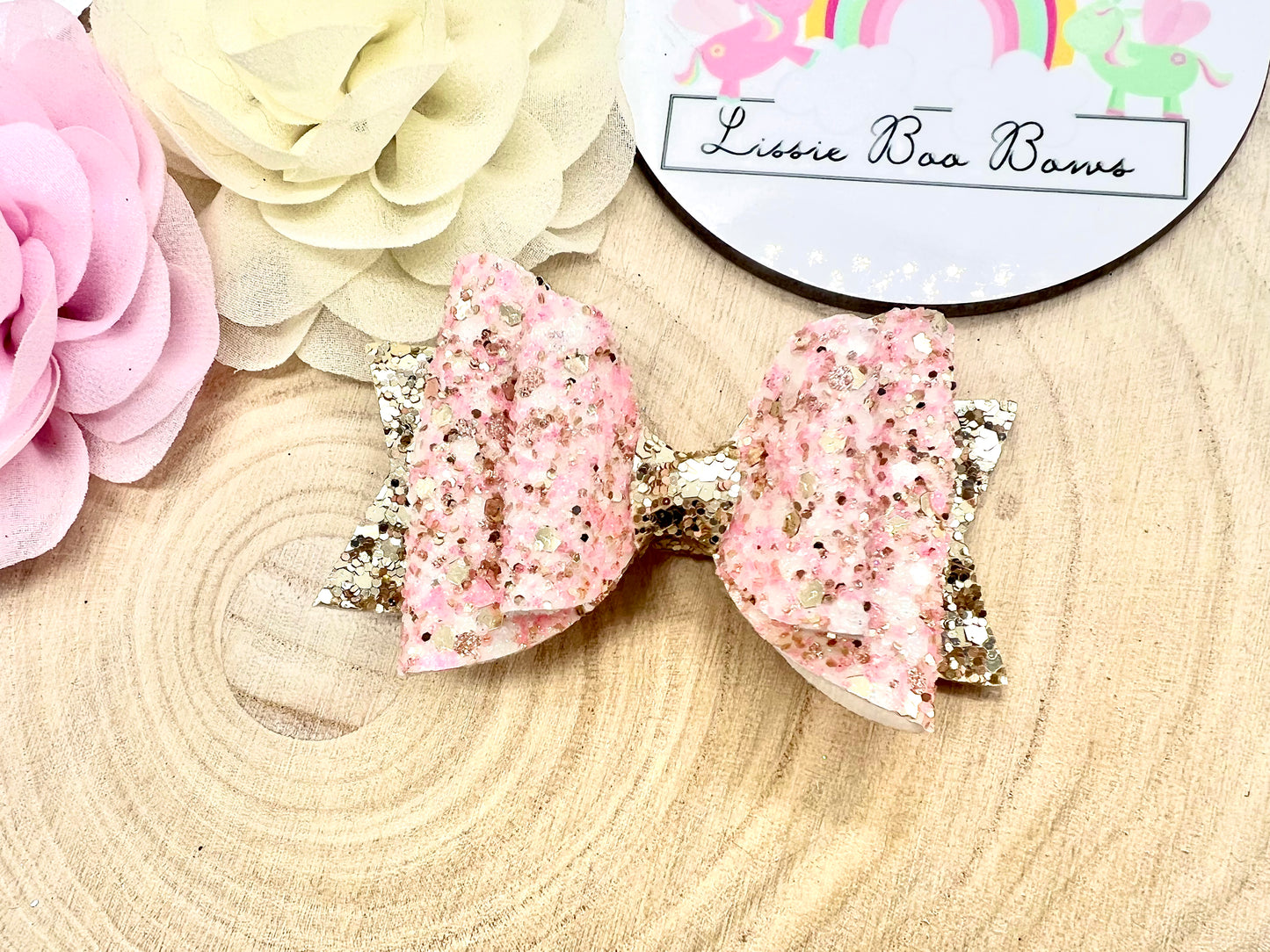 Festive fairy’s glitter bow 3.5”