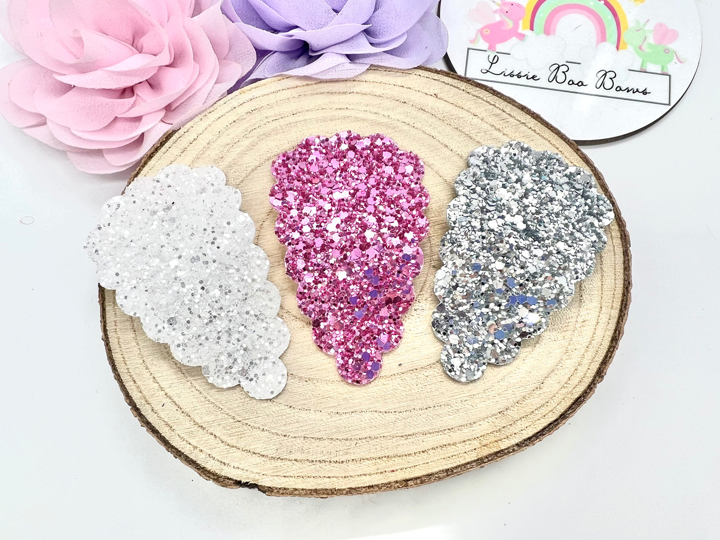 Set of three glitter hair clips