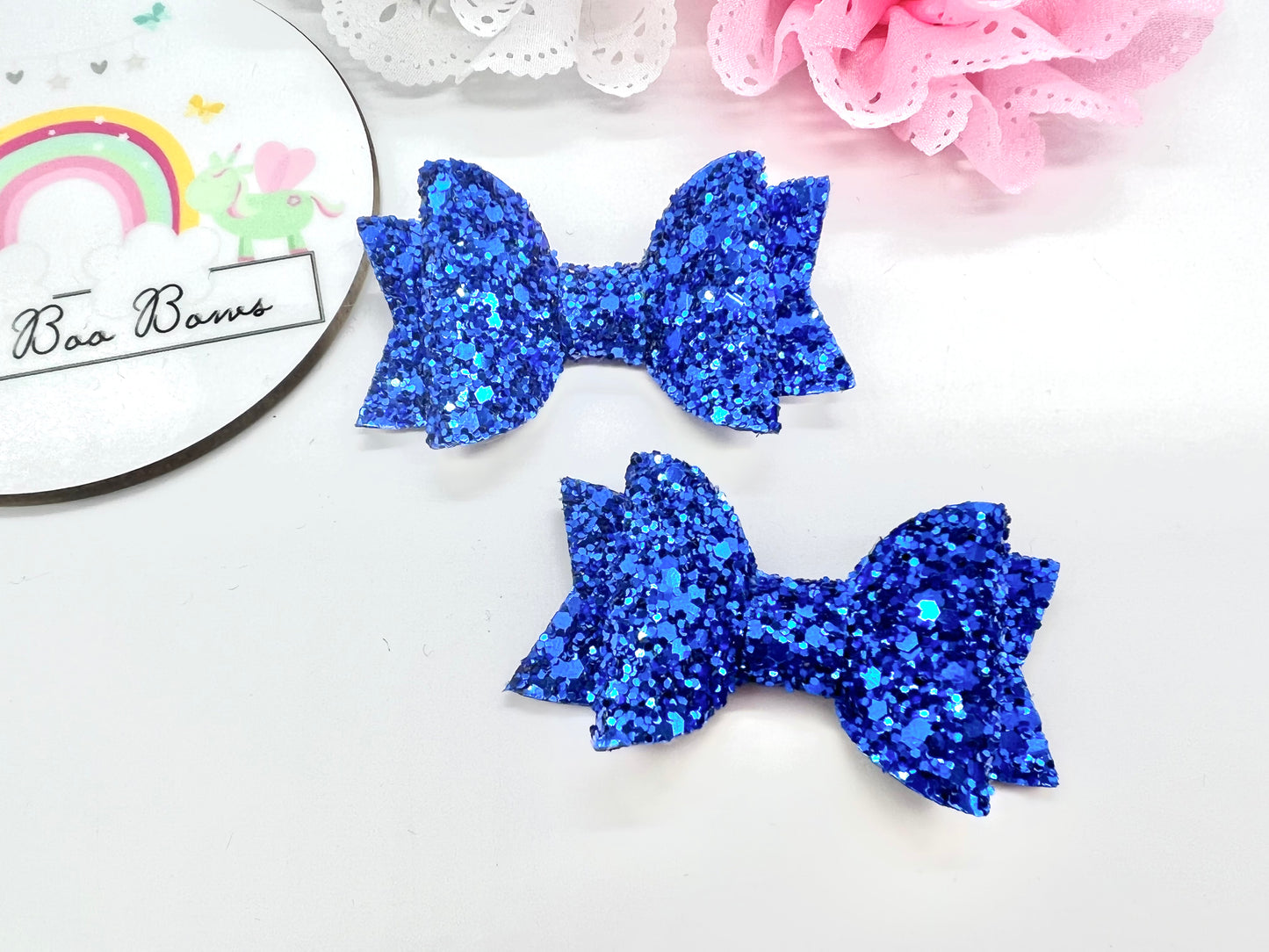 School glitter piggytail set - 2.5” - all school colours available