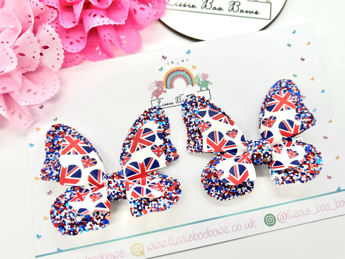 Union jack butterfly Piggytail set - multiple colour themes available