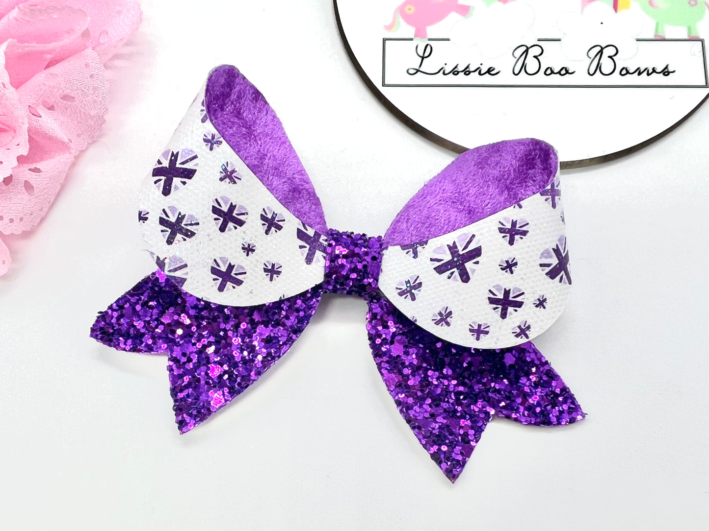 Double sided Union Jack hair bow 3.5”