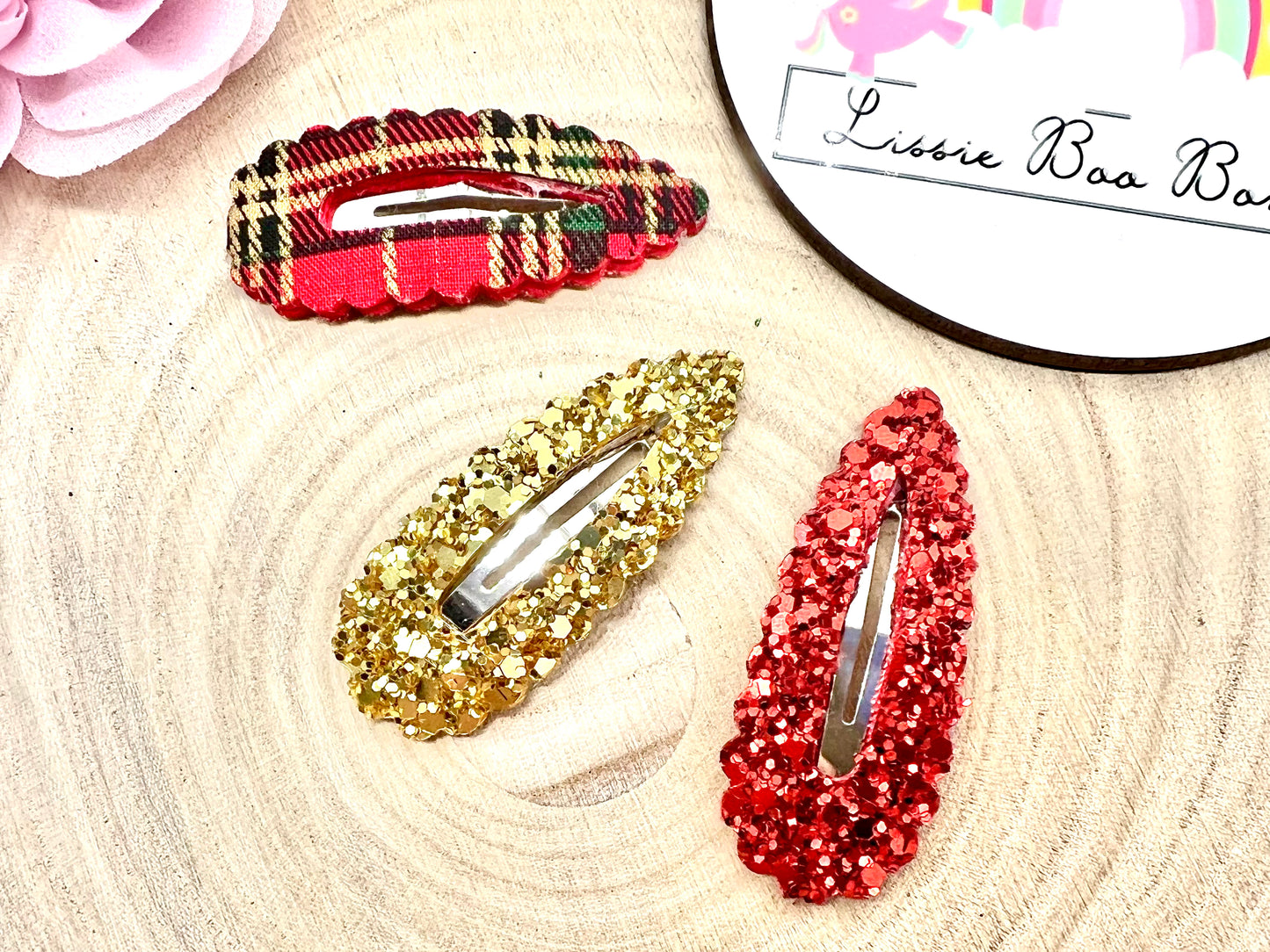 Set of three Christmas hair clips