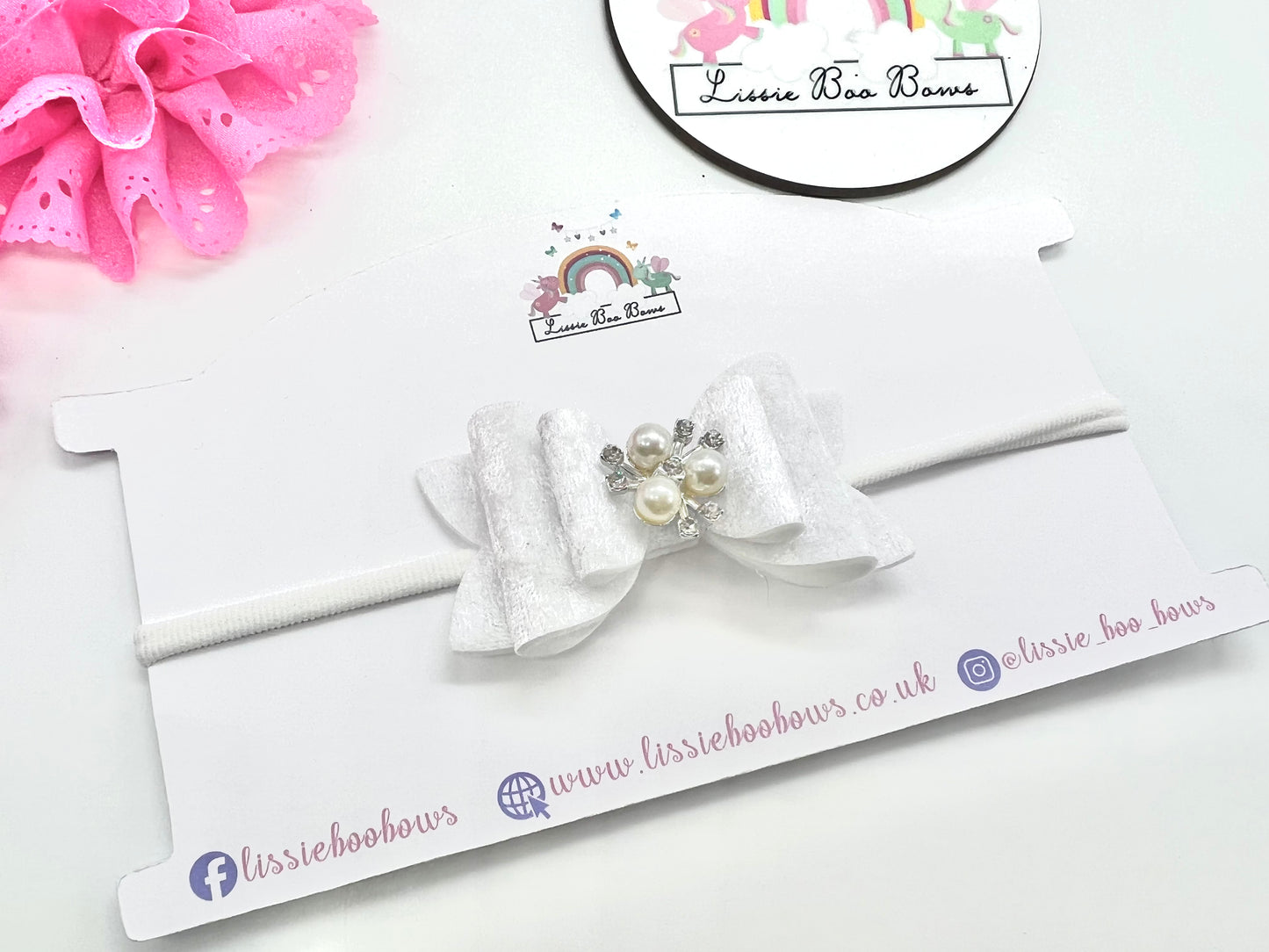 Velvet Pearl burst hair bow 3.5” - all colours & finishes available