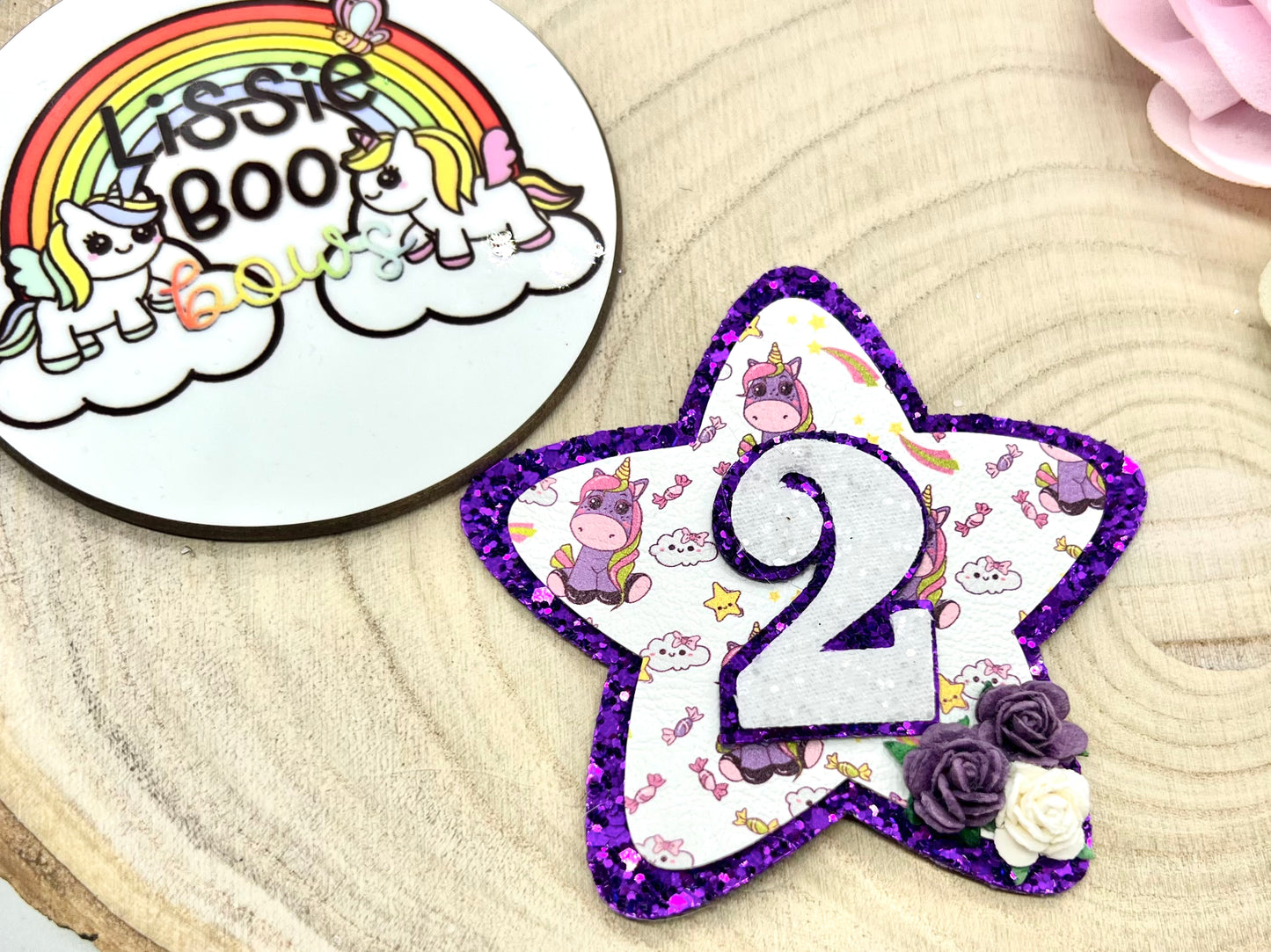 Unicorn Star shaped birthday badge