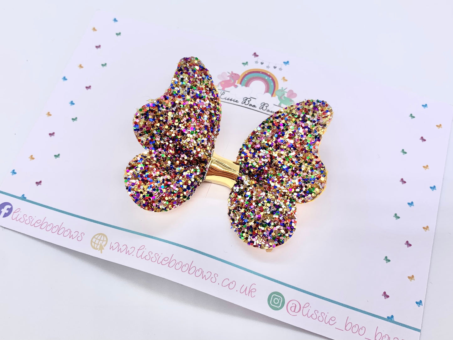 Multicolour glitter butterfly accessory