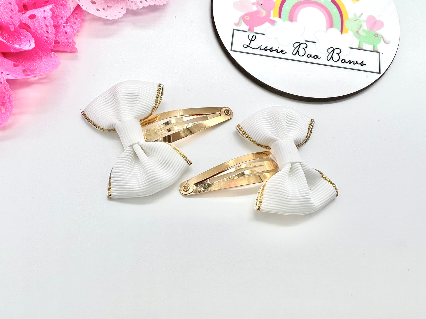 Set of two ribbon hair clips - all colours available