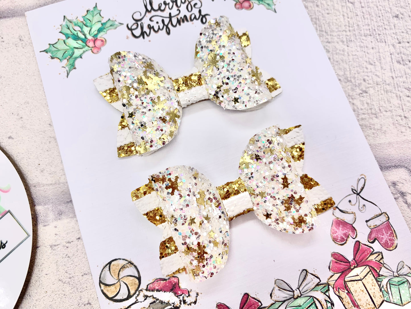 Gold snow flurry piggytail set