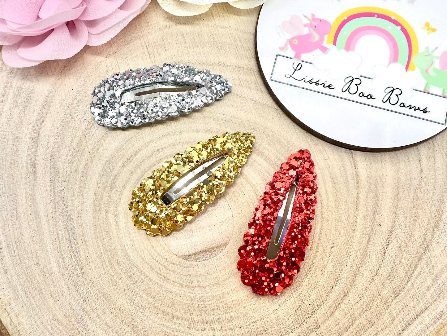 Set of three Christmas hair clips