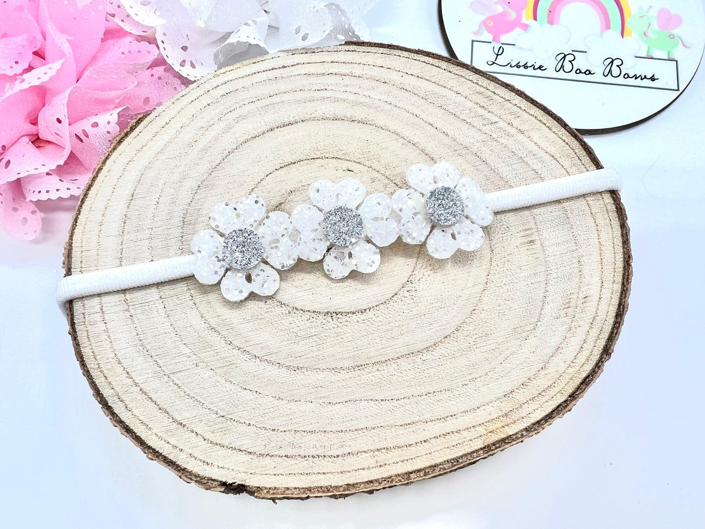 Mini flower dainty baby headband - available in all colours