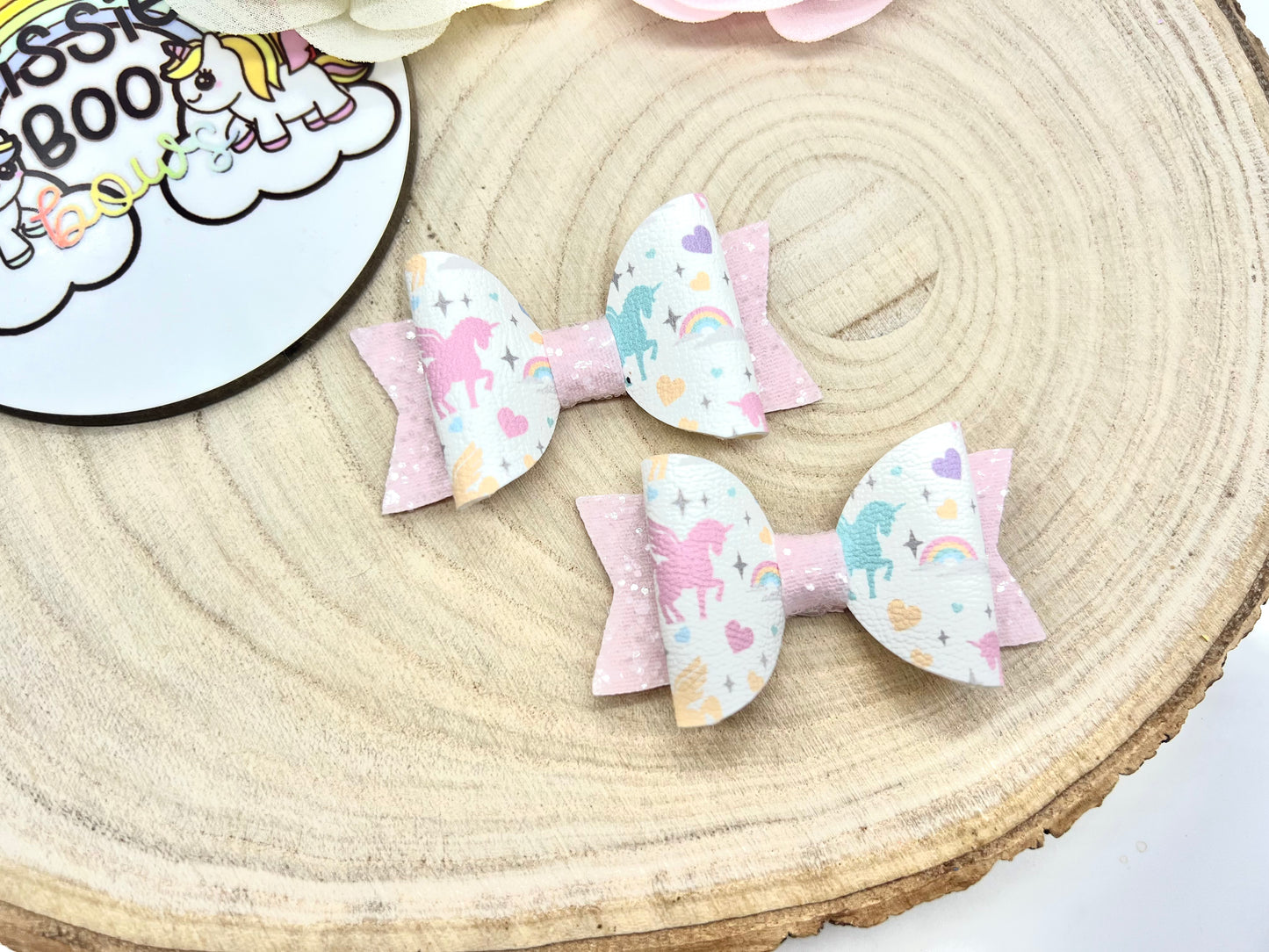 2.5” Unicorn piggytail hair bows