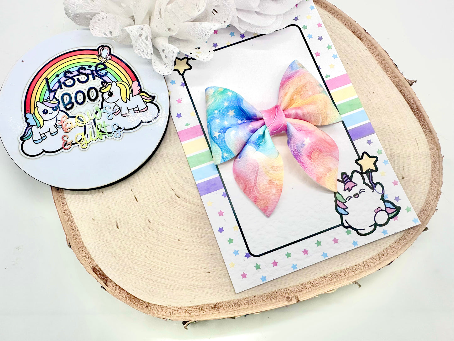 3” rainbow swirl pinch hair bow