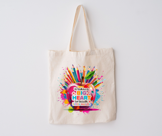 Apple teacher tote bag