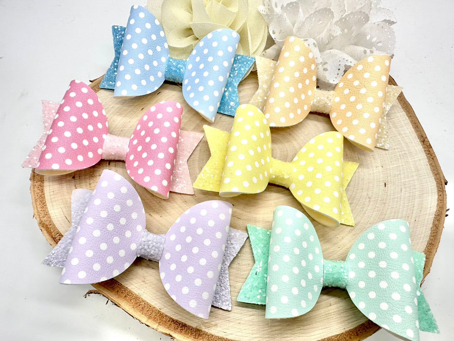 3.5” pastel polka dot dolly hair bow - sold individually
