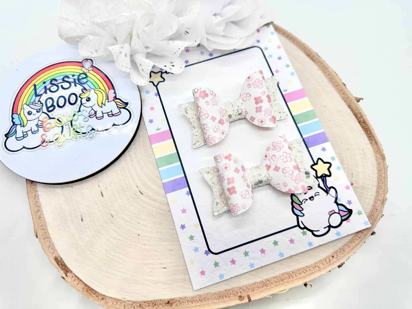2.5” floral piggytail set