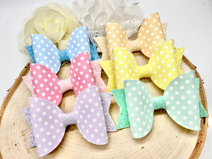 3.5” pastel polka dot dolly hair bow - sold individually