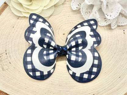 Navy Gingham butterfly hair accessories - sold individually