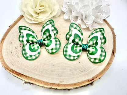 Green Gingham butterfly hair accessories - sold individually