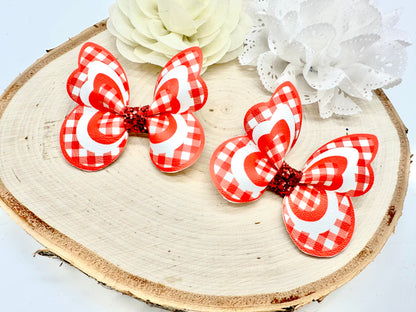 Red Gingham butterfly hair accessories - sold individually