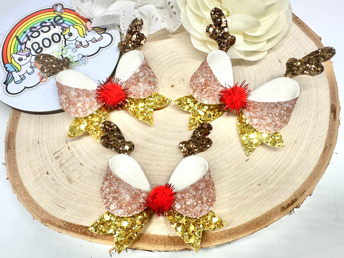 2.5” reindeer fancy hair bow - one supplied