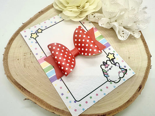 3.5” polka dots school hair bow - all colours can be ordered